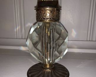 RARE HOLLYWOOD REGENCY LARGER CUT CRYSTAL BRASS BRONZE LIGHTER