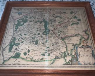 "Le Paris de Valois" C. 1650 Picardy, France, Cartography By Janssonnus or Blaeu mounted in heavy antique oak frame.