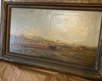 Bonnefoy - French landscape with figures - the painting has some damage