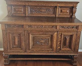 Hand Carved Primitive Sideboard