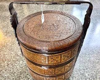 ($80- Vintage Chinese Wedding Basket, 3- Tier, 14x13x20)