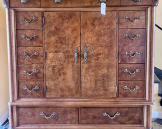 ($1200- American Drew media armoire, large scale, 2 pieces, 62x18x65)