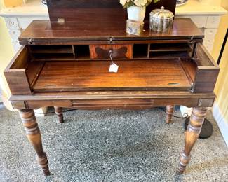 ($600- Antique, H.E. Shaw Co. Secretary desk, 38x20x33)