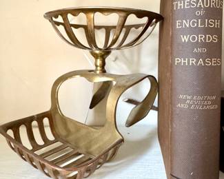 ($240- Antique large nickel-plated bathtub rim mount soap and sponge holder, circa 1900)