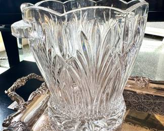 ($58- Vintage Glass champagne bucket, 8" tall)