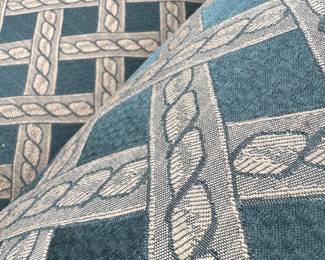 ($480- Custom Upholstered club chair with ottoman, chair- 42x35x31, ottoman- 29x19x17)