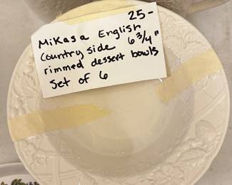 	#094	RA	Mikasa English countryside 6 3/4” rimmed dessert bowls set of 6 	 $ 25.00 		
