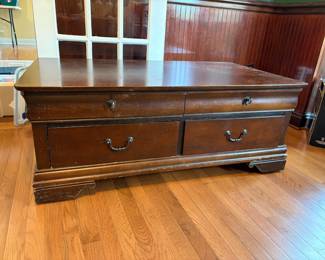 	#8		Broyhill Wood Coffee Table - as is finish -  28 x 48 x 19 	 $ 35.00 																							