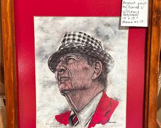 	#096	RA	Coach bear Bryant print by Donald B Williams 323/20500 12x15” frame as is 	 $ 80.00 		