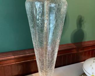 	#42		Crackle Glass Lamp w/Brass base - working	 $ 50.00 		