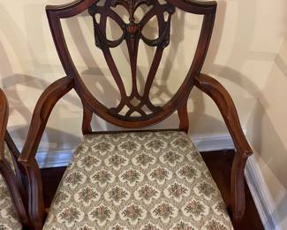 	#48		Pair of Bernhardt Dining Captains Chairs w/floral upholstrey 	 $ 175.00 		