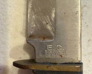 	#75	KW	Vintage E.C. Solingen Germany Bowie Knife "Wildcat" W/antler handle 9" -- *FIRM*	 $ 50.00 		