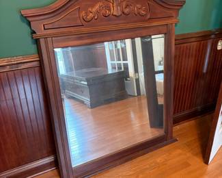	#9		Traditional Mantle Style Wall Mirror w/Carved Wood Detail - 45x51.5	 $ 75.00 																							