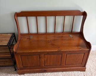 	#13		Entryway, wood bench as is finish, with storage compartment -  37 x 16 x 30 	 $ 60.00 																							