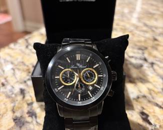 	#53		Lucien Piccard 12011-BB11GA Mens Chronograph Movement Watch Waterproof 330m - Stainless Steel w/Sapphite Crystal - NEW w/box	 $ 200.00 		