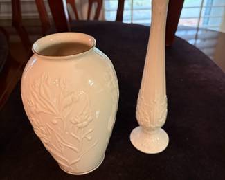 	#56		2 Lenox Vases 10.75" bud vase and 7.5" embossed vase	 $ 25.00 		