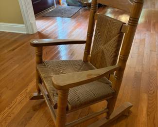 	#18		Child Wood Rocking Chair Woven Seat and Back - 30x18x15	 $ 30.00 		