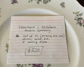 	#34		Franconia - Millefleurs Bavaria Germany Set of 12 (missing one cup) w 5 derving dishes	 $ 220.00 		