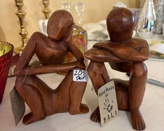 	#30		Wood Carved Pair of Sculptures - Bali 	 $ 20.00 		