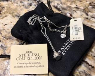 	#51		Talbots Sterlink Silver "Evergreen" Tree w/crystal Rhinestones Necklace w/pouch -NWT	 $ 50.00 		