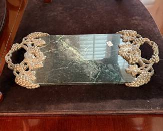 	#58		Godinger Marble/Pewter Cheese Server 18.5x8	 $ 30.00 		