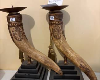 	#29		Resin Mantle Horn Style Candle Holders	 $ 40.00 		