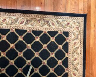 	#6		Black, beige, and maroon machine floral rug - as is wear  9 1/2' x 6 1/2' 	 $ 100.00 																							