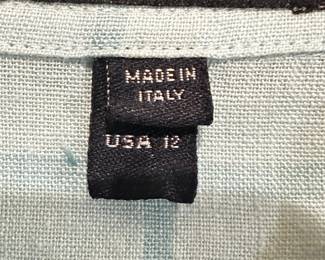 	#103	RA	Burberry women’s size 12, 100% linen short sleeve button-down shirt. Made in Italy 	 $ 70.00 		