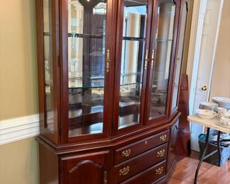 	#5		American Drew Cherry Grove Classic China Cabinet - 3 drawers, 2 doors 2 shelves, 3 glass shelves with mirrored back - 62 x 20 x 82 	 $ 325.00 																							
