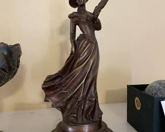 	#36		Vintage Victorian Lady Bronze Sculpture - 14"	 $ 35.00 		