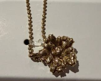 	#50		Talbots Goldtone Snowflake Swrovski Element Necklace - New w/tags	 $ 25.00 		