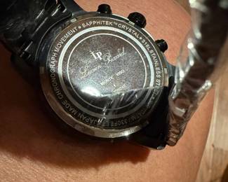 	#53		Lucien Piccard 12011-BB11GA Mens Chronograph Movement Watch Waterproof 330m - Stainless Steel w/Sapphite Crystal - NEW w/box	 $ 200.00 		