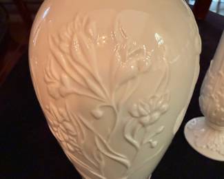 	#56		2 Lenox Vases 10.75" bud vase and 7.5" embossed vase	 $ 25.00 		