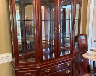 	#5		American Drew Cherry Grove Classic China Cabinet - 3 drawers, 2 doors 2 shelves, 3 glass shelves with mirrored back - 62 x 20 x 82 	 $ 325.00 																							