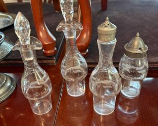 	#60		Antique Victorian Silverplated Marked Pihladelphia -Rotating Condiment Cruet Set 14.5"	 $ 65.00 		