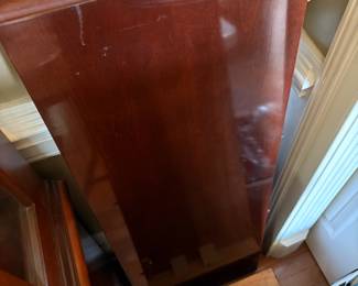 	#4		Dining room table with six chairs, two captain chairs. And with 2, 16 inch leaves.  66-90 x 44 x 30 	 $ 225.00 		