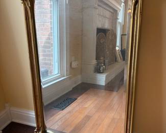 	#10		Wood gold gilded frame beveled mantle mirror -  25 1/2 x 38 1/2 	 $ 75.00 																							