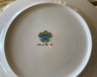 	#35		Meito China Set - gold rim as is ( 9 dinner, 10 salad, 8 bread, 4 cup and saucer, 9 soup, 4 fruit, creamer, gravy, large oval, medium oval, round regtable w/lid)	 $ 165.00 		