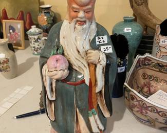 	#47		Vintage Chinese Shou Xing Porcelain Figurine - as is missing walking stick	 $ 25.00 		