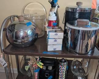 More barware. .ice buckets, large snifter glasses glasses 