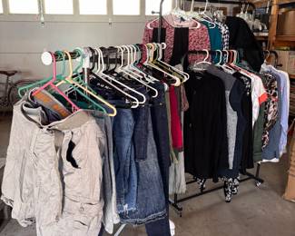 Lots of ladies clothing and jeans