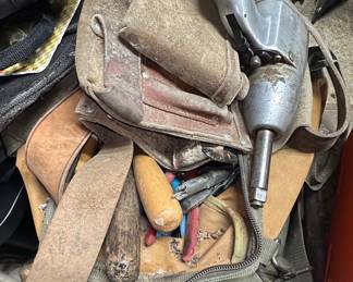 Assorted Leather Tool Pouches and Tools