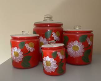 Vintage Daisy Pattern Kitchen Canister Set