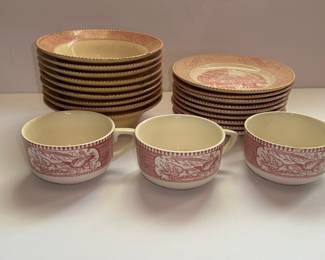 Red Transferware Dinnerware Set