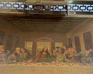 Vintage Last Supper Picture Wall Hanging Light Up Framed
