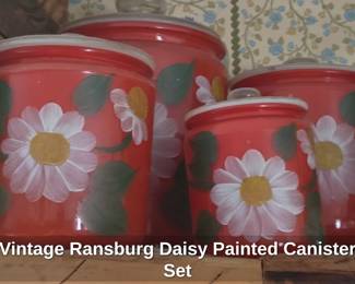 Vintage Ransburg Daisy Painted Canister Set