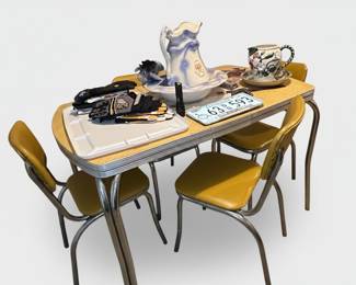 Mid-Century Formica Dinette Set with Chrome Chairs