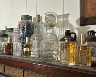 Assorted Vintage Perfume Bottles and Glass Jars