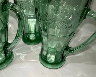 Coca-Cola Green Glass Mugs