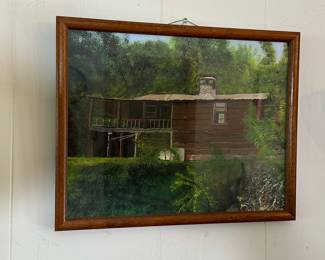 Rustic Cabin Landscape Painting